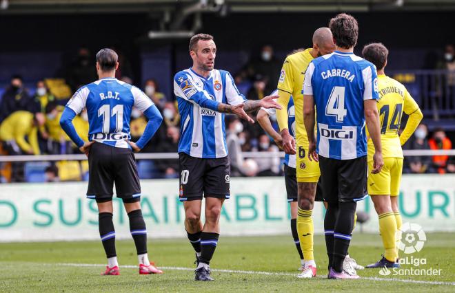 Darder, discutiendo con Cabrera durante el Villarreal-Espanyol (Foto: LaLiga).