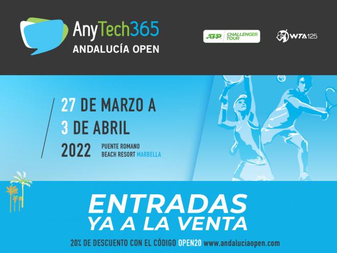 Entradas a la venta para el AnyTech365 Andalucía Open.
