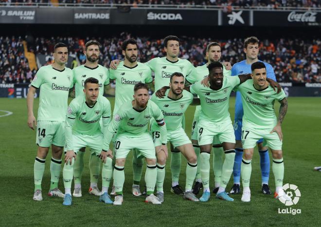 El once de Marcelino durante el Valencia-Athletic de Copa del Rey en Mestalla (Foto: LaLiga).