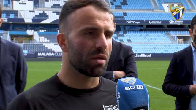 Javi Jiménez comparece en la presentación del Campus MCF de Semana Santa (Foto: Málaga CF).