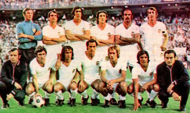 Once titular del Valencia en la final de Copa 1972 contra el Atlético. Foto: Valencia CF