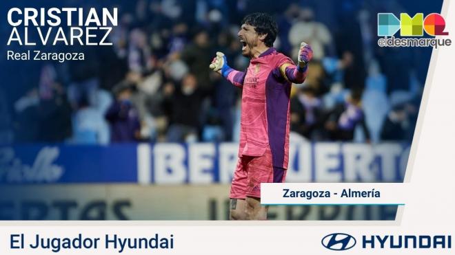 Cristian Álvarez, J.ugador Hyundai del Real Zaragoza-Almería