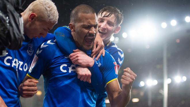 Los jugadores del Everton celebran uno de los goles al Boreham Wood (Foto: Everton).