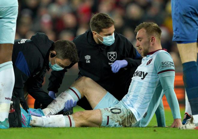 Bowen, lesionado en el Liverpool-West Ham (Foto: Cordon Press).