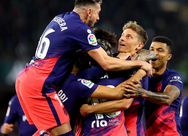 Los jugadores del Atlético de Madrid celebran el 0-1 ante el Betis (Foto: ATM).