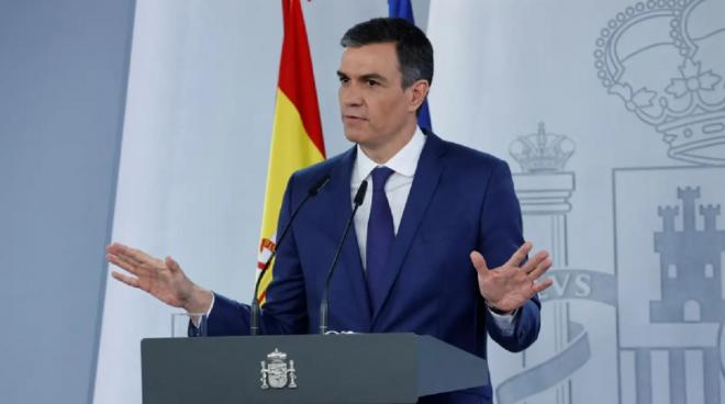 Pedro Sánchez durante un discurso como Presidente del Gobierno.