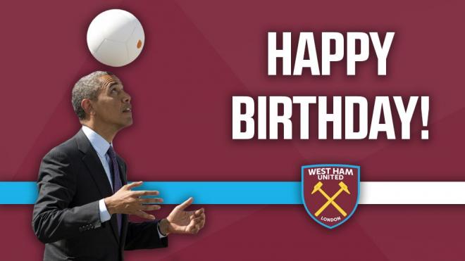 La felicitación del West Ham a Obama.