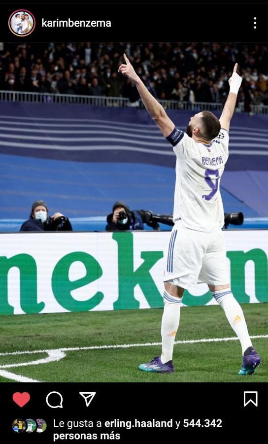 A Erling Haaland 'le gusta' la publicación de Benzema sobre la remontada del Real Madrid ante el PSG.