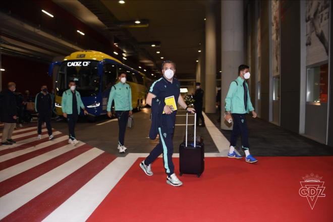 Sergio González, a su llegada al Wanda (Foto: Cádiz CF).