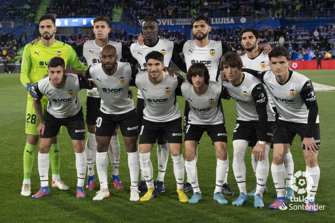 El once del Valencia CF ante el Getafe CF (Foto: LaLiga).