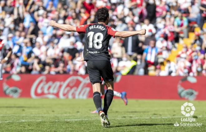 Delaney celebra su gol al Rayo (Foto: LaLiga).