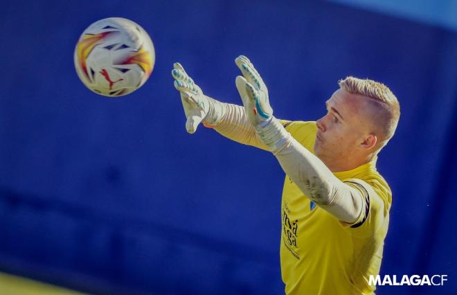 Dani Strindholm, en un entrenamiento del Málaga (Foto: MCF).