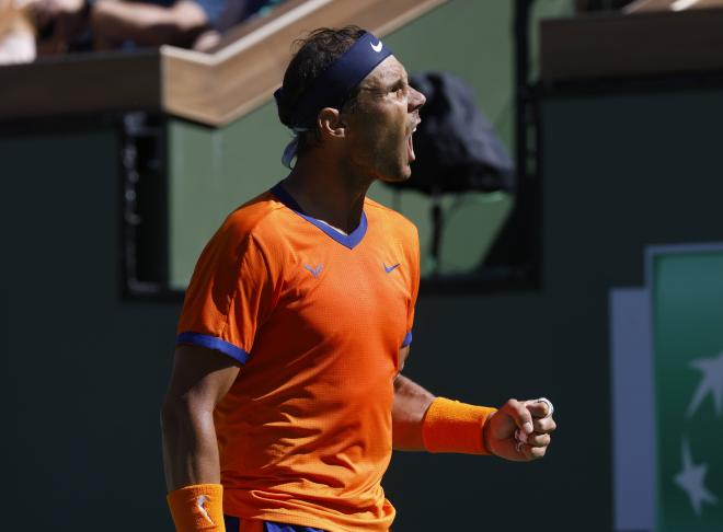 Rafa Nadal celebra una victoria en Indian Wells 2022 (Foto: Cordon Press).