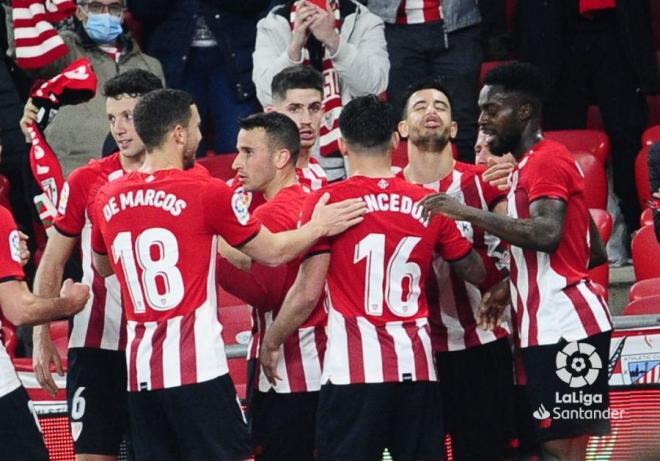 Celebración del gol del Athletic Club ante el Getafe en San Mamés (Foto: LaLiga).