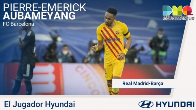 Aubameyang, Jugador Hyundai del Real Madrid-Barça