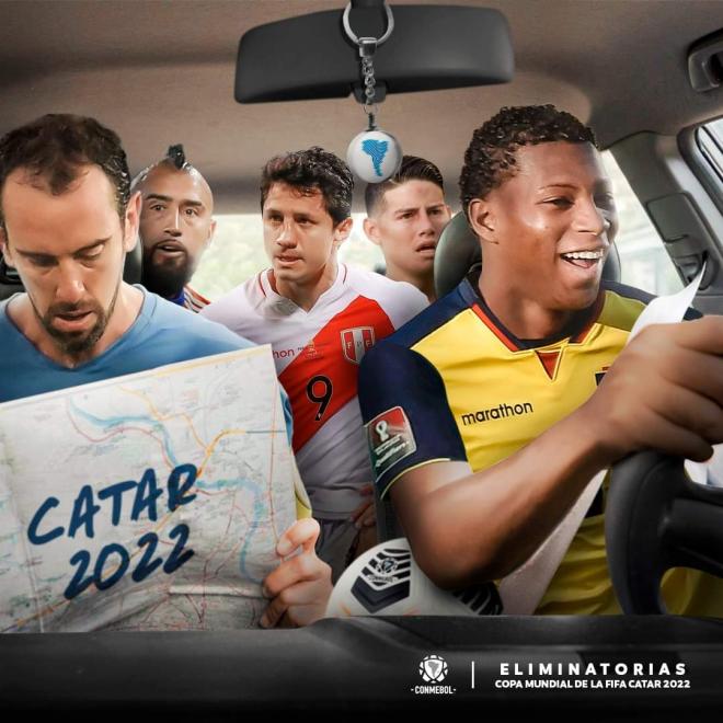 El inapropiado cartel de la Conmebol con Plata al volante (Foto: Conmebol).