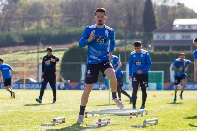 Rafa de Vicente durante un entrenamiento del Dépor en Abegondo (Foto: RCD).