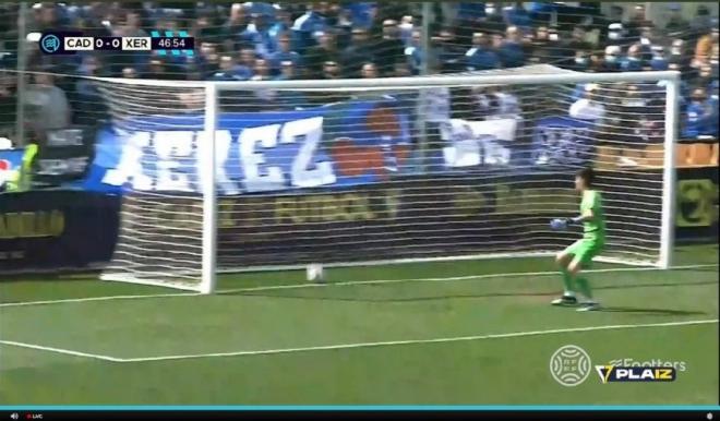 Captura de pantalla del gol fantasma del Cádiz B ante el Xerez.