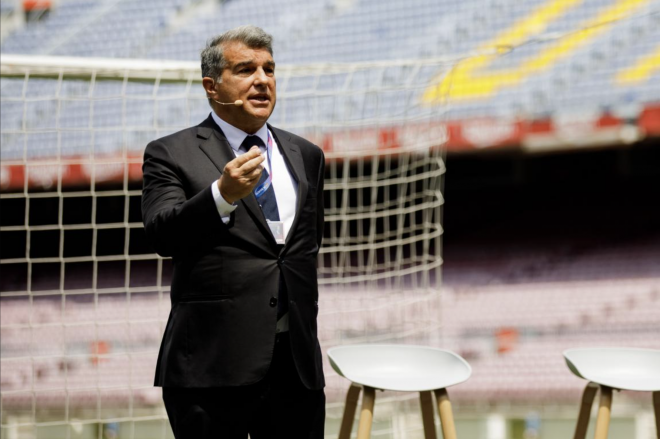 Laporta explica la salida de Messi en rueda de prensa (Foto: FCB).