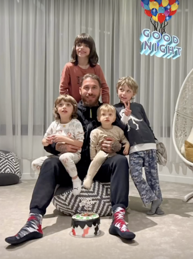 Sergio Ramos celebra su 36 cumpleaños con sus cuatro hijos (Foto: Instagram).