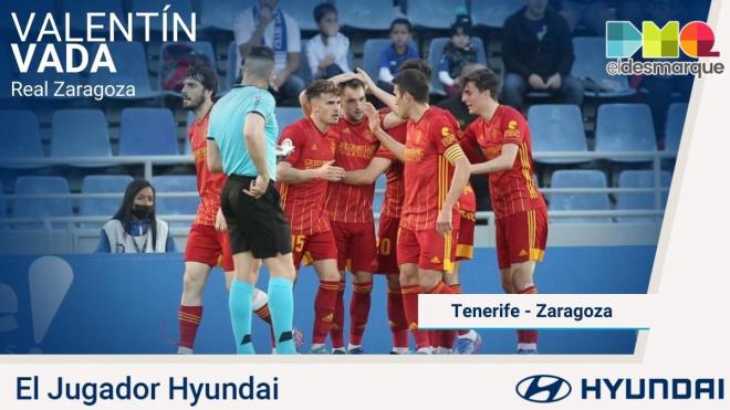 Vada, Jugador Hyundai del Tenerife-Real Zaragoza.