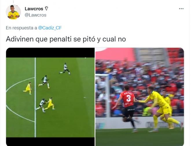 Captura de un usuario quejándose del penalti no pitado ante el Valencia .