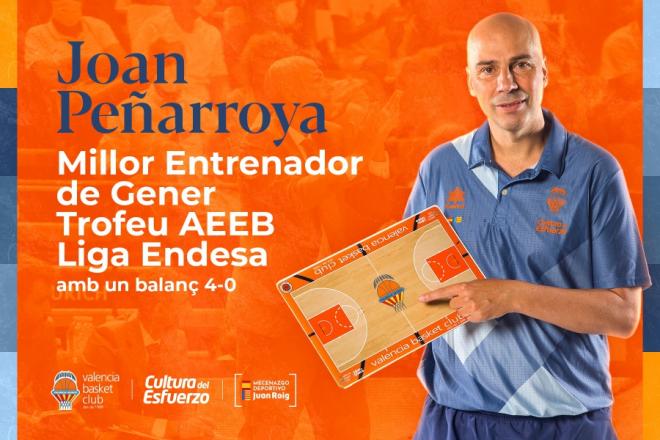 Joan Peñarroya, Mejor Entrenador del Mes de Enero-Trofeo AEEB Liga Endesa