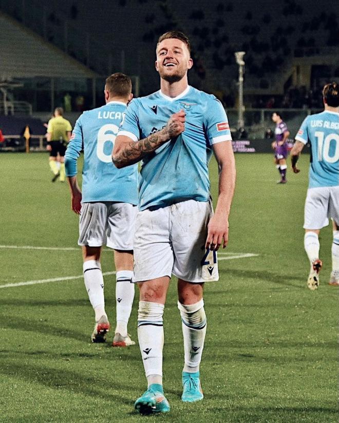 Milinkovic Savic celebrando un gol con la Lazio (Instagram))