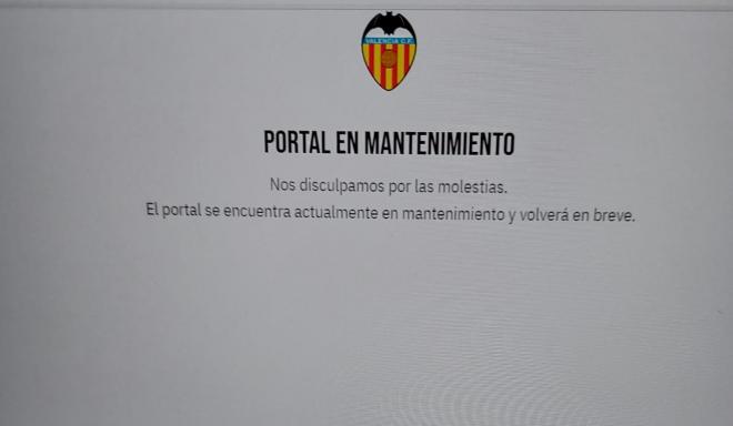 Se cae la página web del Valencia CF.