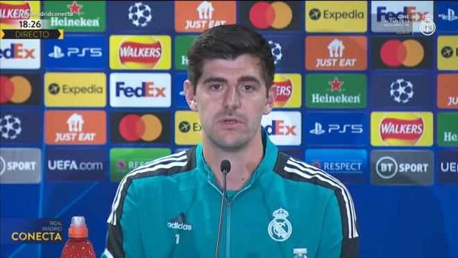 Thibaut Courtois, en sala de prensa.