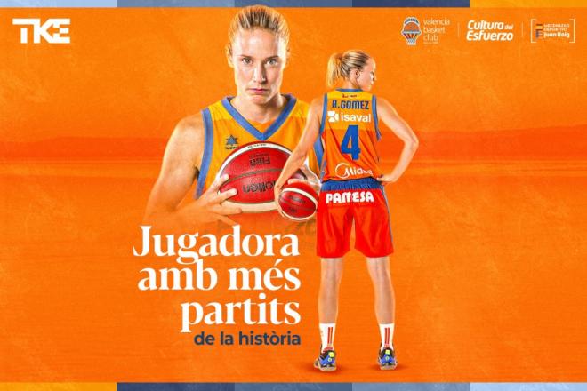 Anna Gómez, jugadora con más partidos en la historia de Valencia Basket