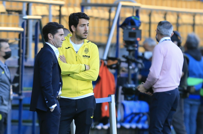 Marcelino y Parejo este sábado en Villarreal. Su empate permite a los de Bordalás depender de sí mismos (Foto: LaLiga)