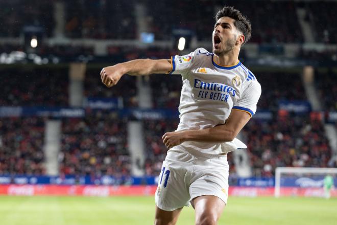 Marco Asensio celebra su gol en el Osasuna-Real Madrid (Foto: Cordon Press).