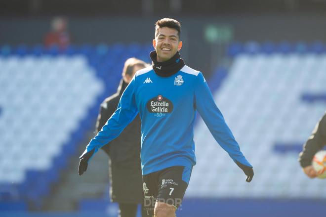 Miku durante un entrenamiento del Dépor en Riazor (Foto: RCD).