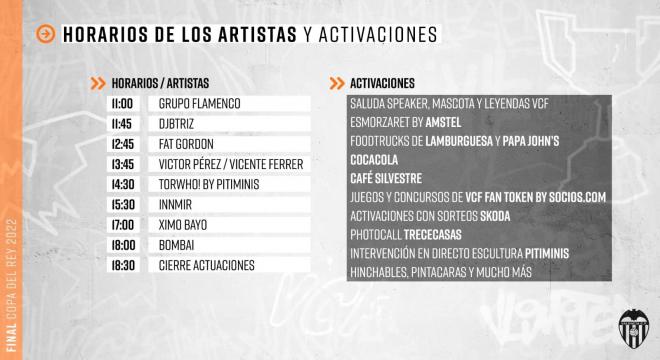 Los horarios de la Fan Zone.