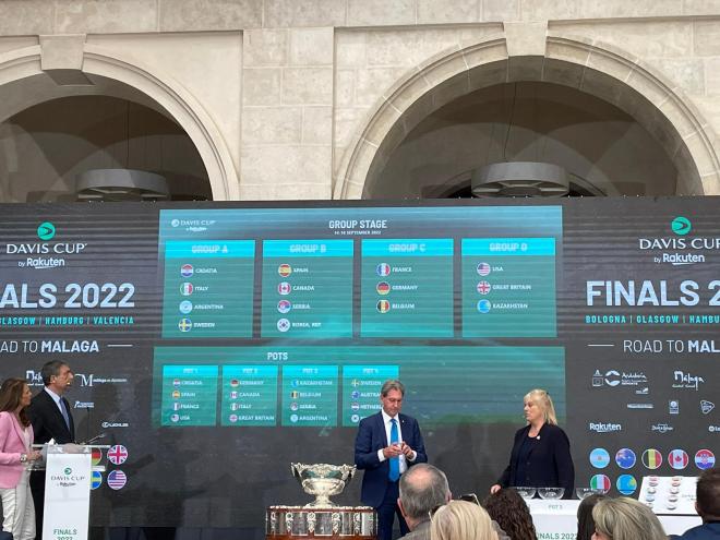 Una imagen del sorteo de las fases finales de la Copa Davis 2022.