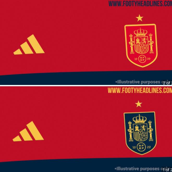 Ilustración de Footy Headlines con la primera camiseta de España.