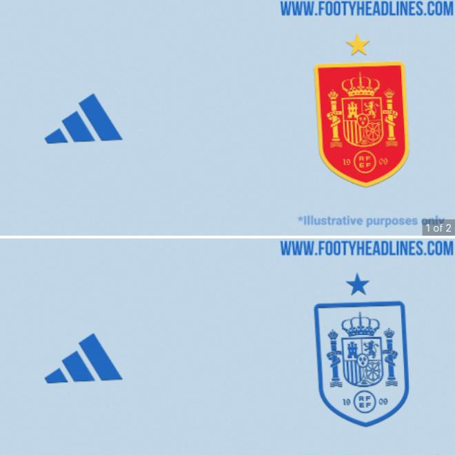 Ilustración de Footy Headlines con la segunda camiseta de España.