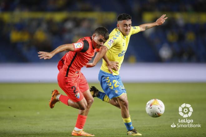 Víctor Gómez, que acabó expulsado en el Las Palmas-Málaga (Foto: LaLiga).