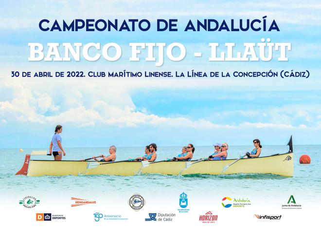 Cartel del Campeonato de Andalucía en banco fijo-llaut.