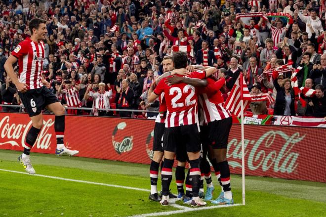 Celebración de un gol ante el Atlético en San Mamés (Foto: Athletic Club).