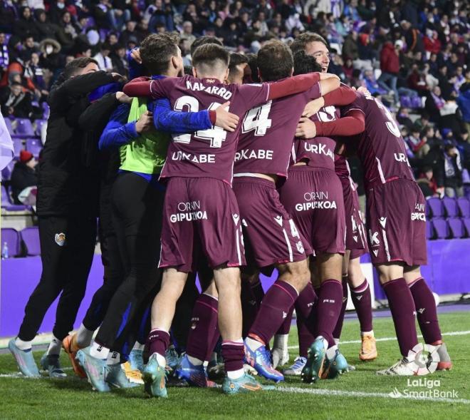 Los jugadores del Sanse se llevaron el triunfo en Valladolid (Foto: LaLiga).