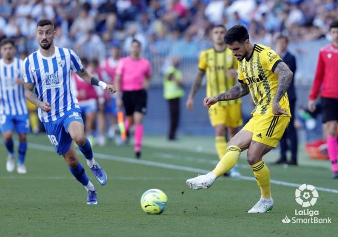 David Costas, durante el Málaga-Real Oviedo (Foto: LaLiga).