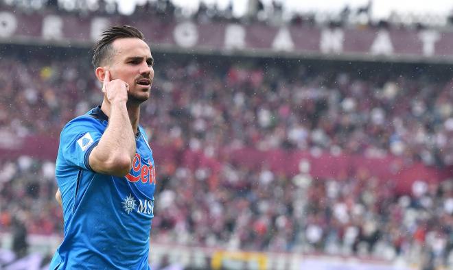 Fabián Ruiz celebra un gol con el Nápoles, donde coincidió con Ancelotti (Foto: Cordon Press).