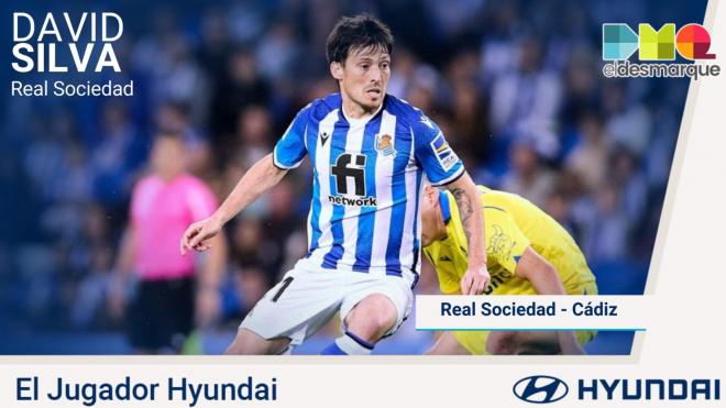 David Silva, el Jugador Hyundai del Real Sociedad - Cádiz