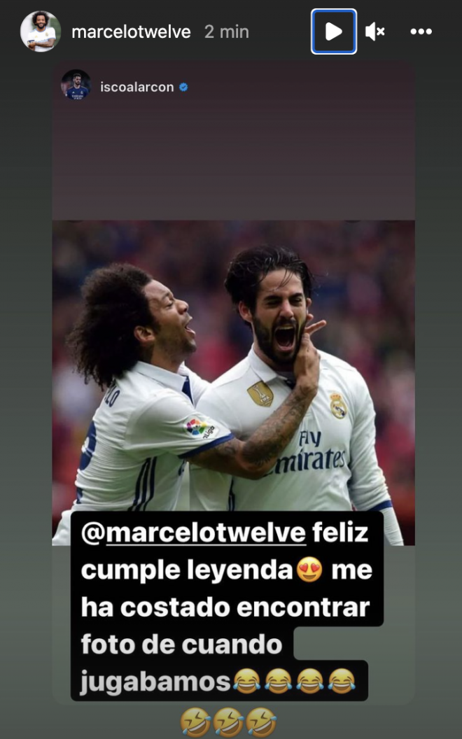 La curiosa felicitación de cumpleaños de Isco a Marcelo.