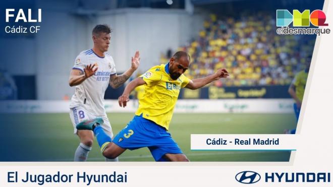 Fali, el Jugador Hyundai del Cádiz-Real Madrid.