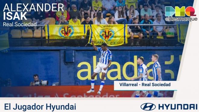 Alexander Isak ha sido elegido el Jugador Hyundai del partido entre la Real Sociedad y el Villarrea