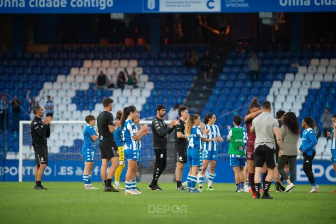 El Dépor Abanca, en Riazor, tras el empate sin goles ante DUX Logroño (Foto: RCD)