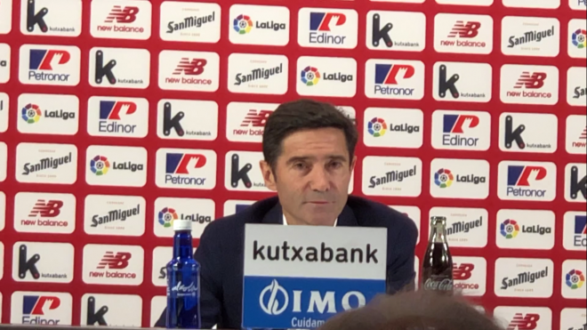 Marcelino García Toral en la rueda de prensa de su adiós al Athletic en San Mamés (Foto: DMQ Bizkaia).